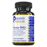 Premier DHEA : bouteille de capsules, soutien hormonal potentiel au quotidien.