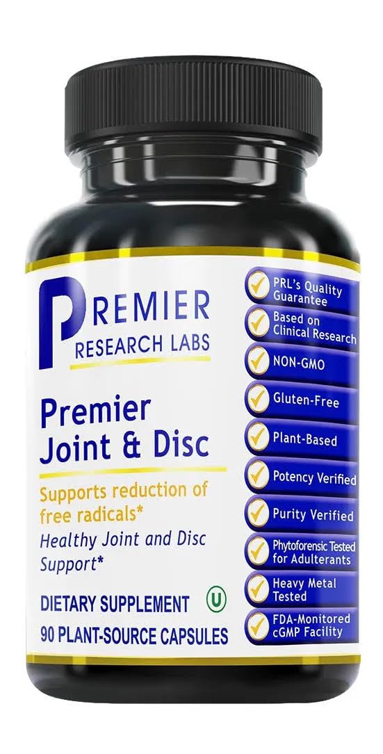 Premier Research Labs bouteille montrant le soutien des articulations et des disques.