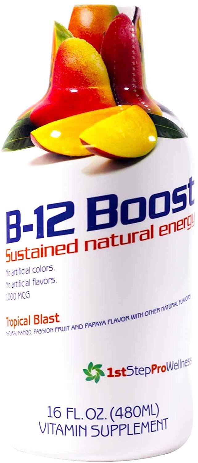 1st Step B-12 liquide Tropical Blast – bouteille de 16 onces, énergie naturelle sans caféine pour la journée