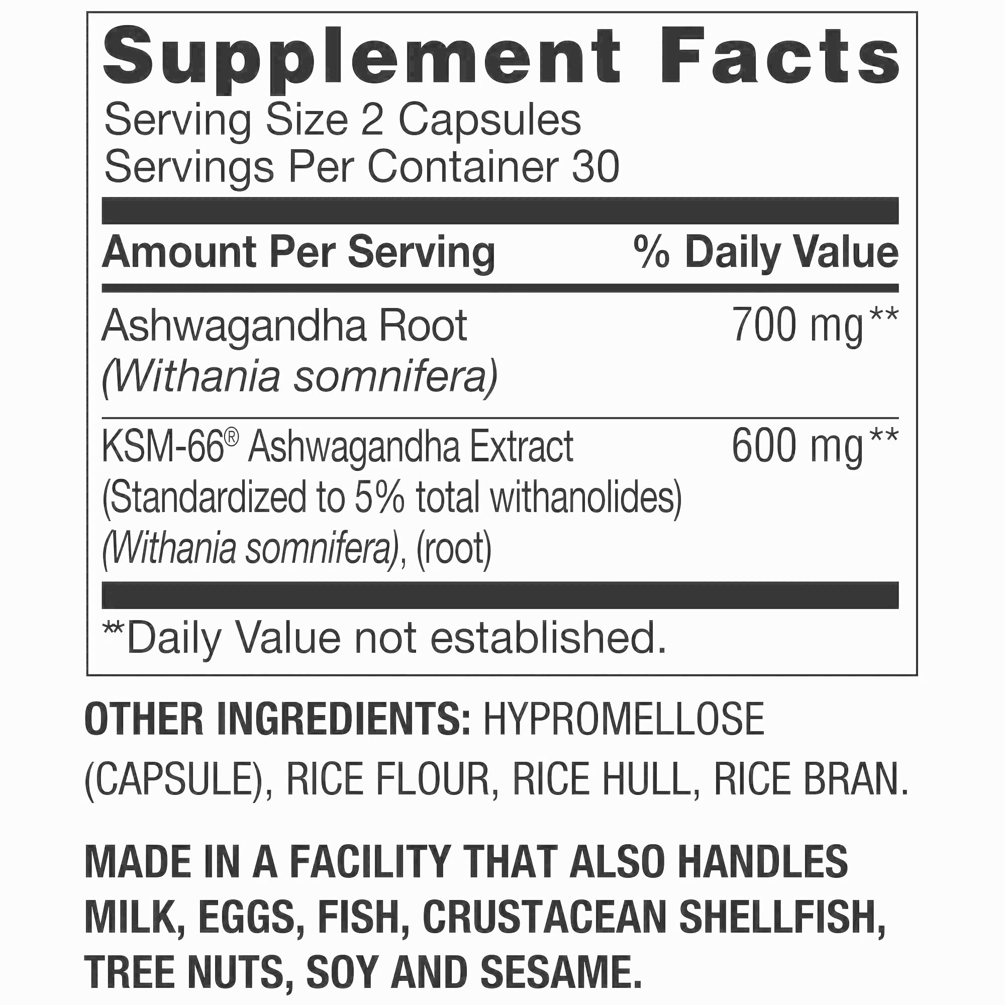 Premium Choice Co Ashwagandha capsules 1300 mg pour énergie et équilibre.