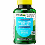 Premium Choice Co Spring Valley Ashwagandha bouteille 1300 mg, format pratique.