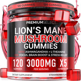 Premium Select Nutrition – bouteille de gommes Lion's Mane, soutien mental quotidien