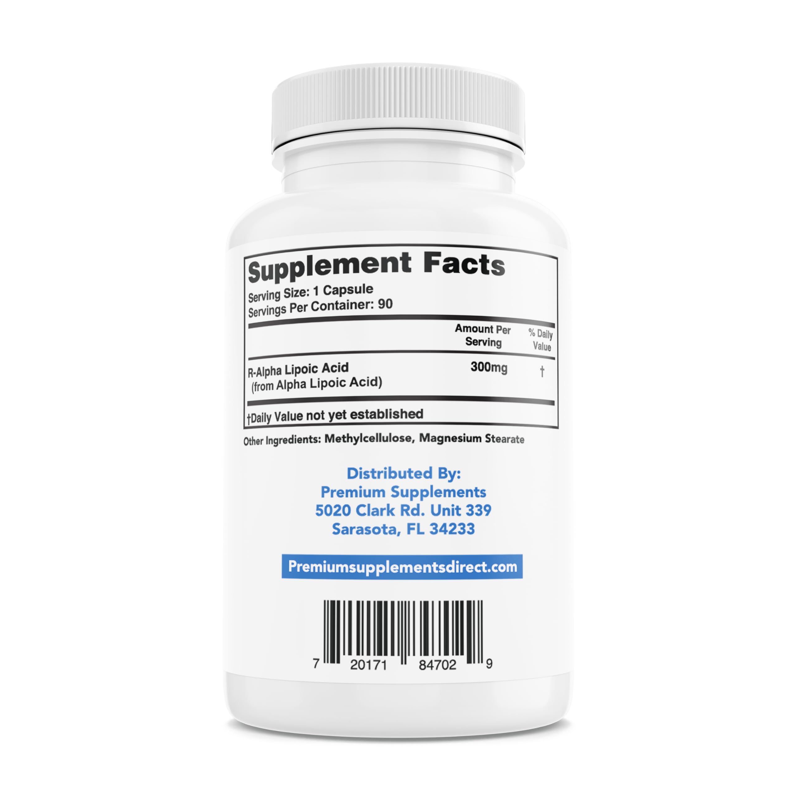 Premium-Supplements R-ALA 300mg – capsules faciles à avaler pour une utilisation quotidienne.