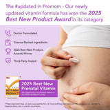 Dosage pratique de deux capsules par jour pour Premom Prenatal.