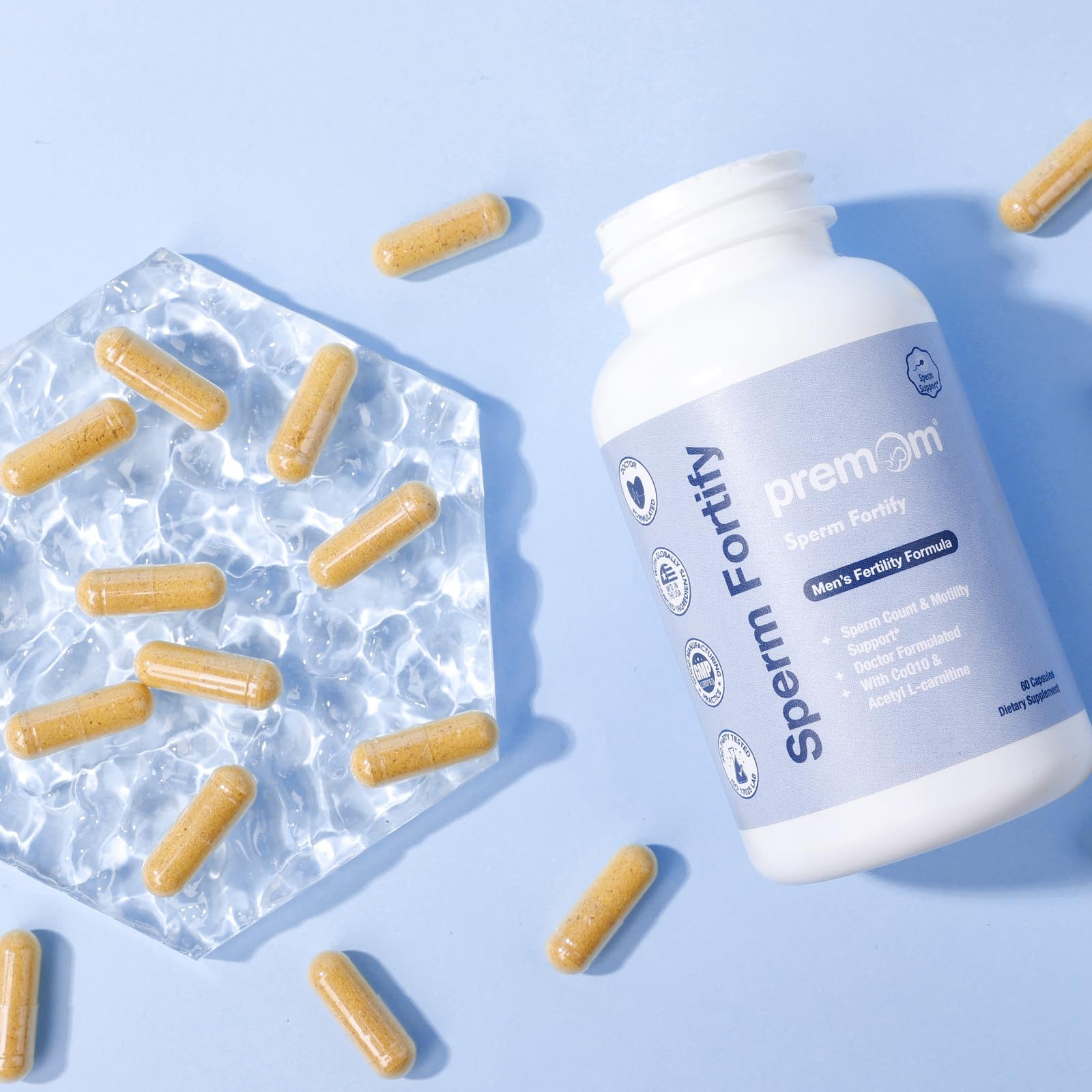 Capsules Premom Sperm Fortify faciles à avaler dans votre routine.