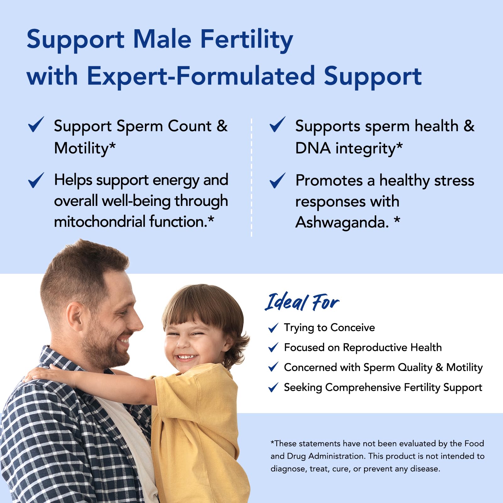 CoQ10 (ubiquinol) dans Premom Sperm Fortify pour énergie et vitalité potentielle.