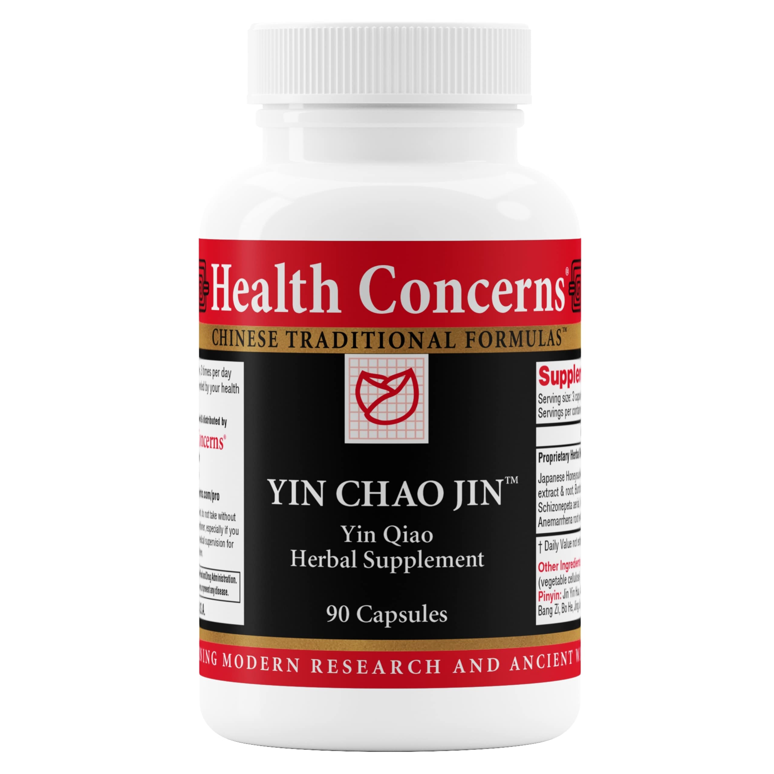 Préoccupations Santé Yin Chao Jin, bouteille-avant, soutient potentiellement le système immunitaire.