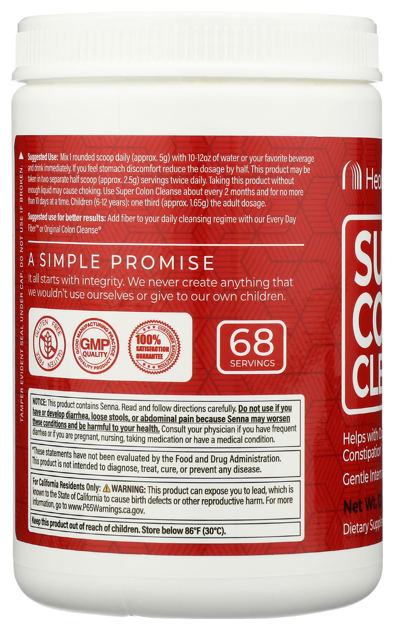 Préparation eau Health Plus Super Colon Cleanse facilite la routine rapide.