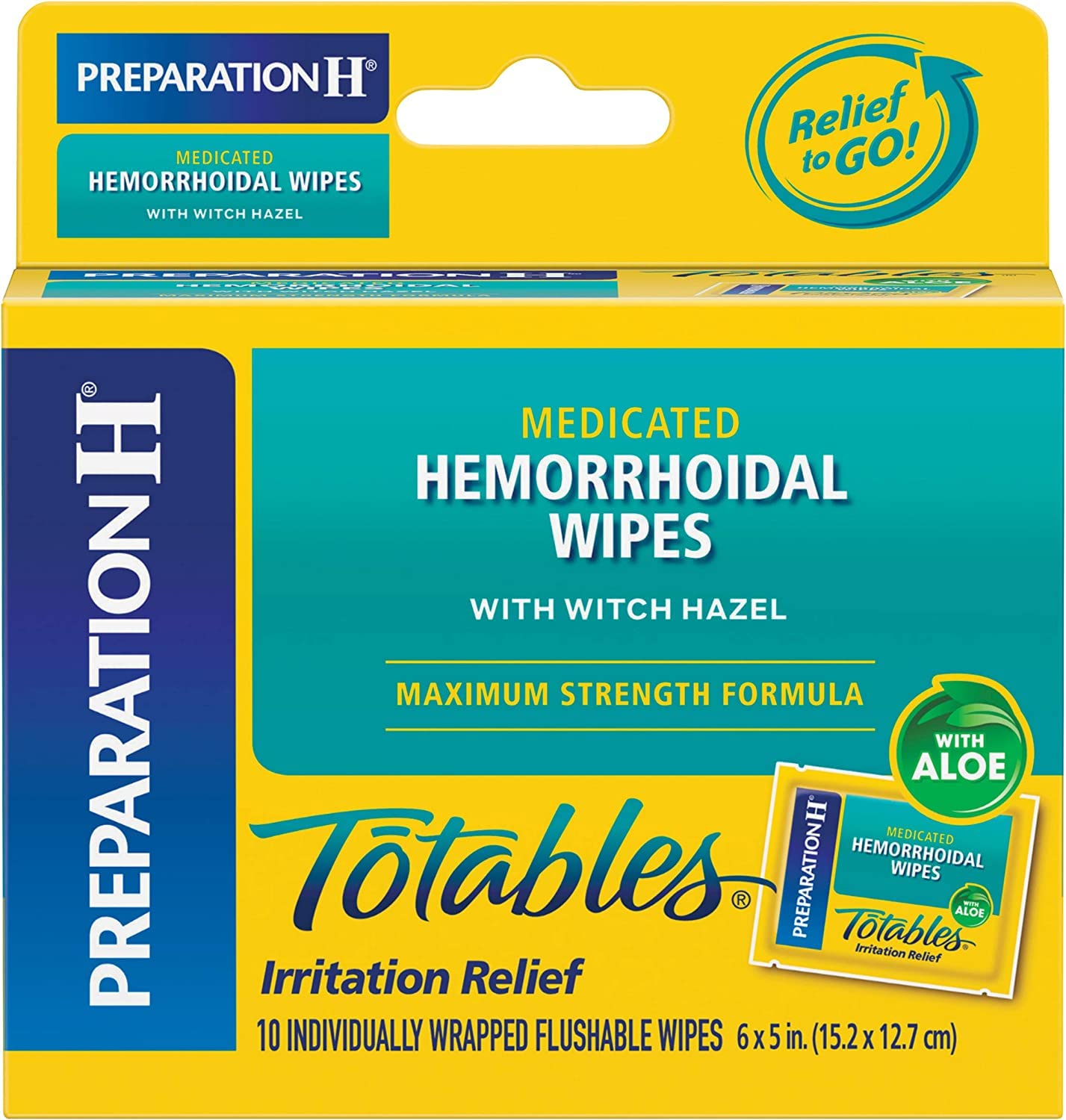 Lingettes Preparation H hémorroïdales avec hamamelis, nettoyage quotidien doux.