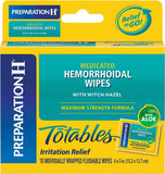 Lingettes Preparation H hémorroïdales avec hamamelis, nettoyage quotidien doux.