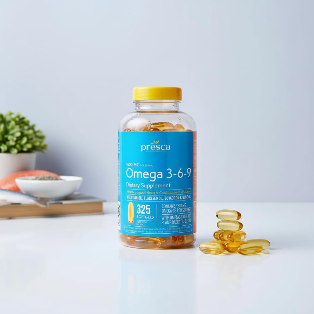Presca Oméga 3-6-9 peau et cheveux: hydratation et vitalité.