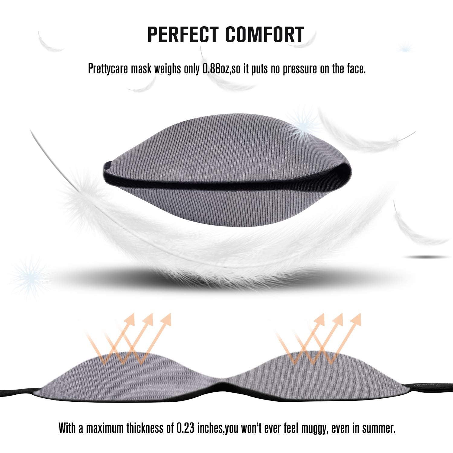 PrettyCare Masque Yeux 3D contour élégant pour un confort sans pression.