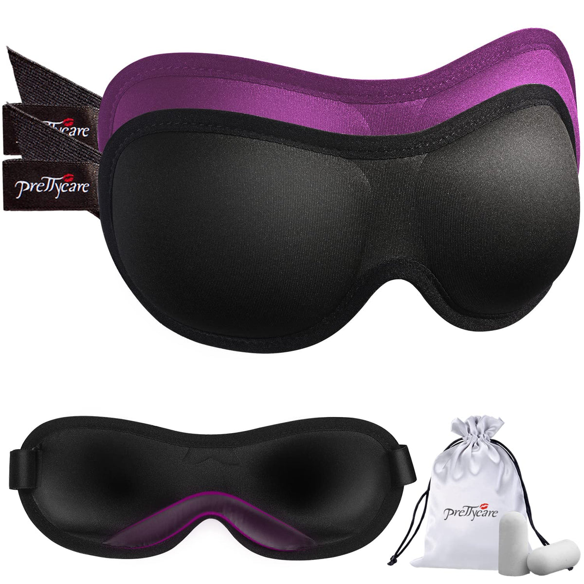 PrettyCare masque-yeux-sommeil-2-pack bloque la lumière pour un sommeil profond et réparateur