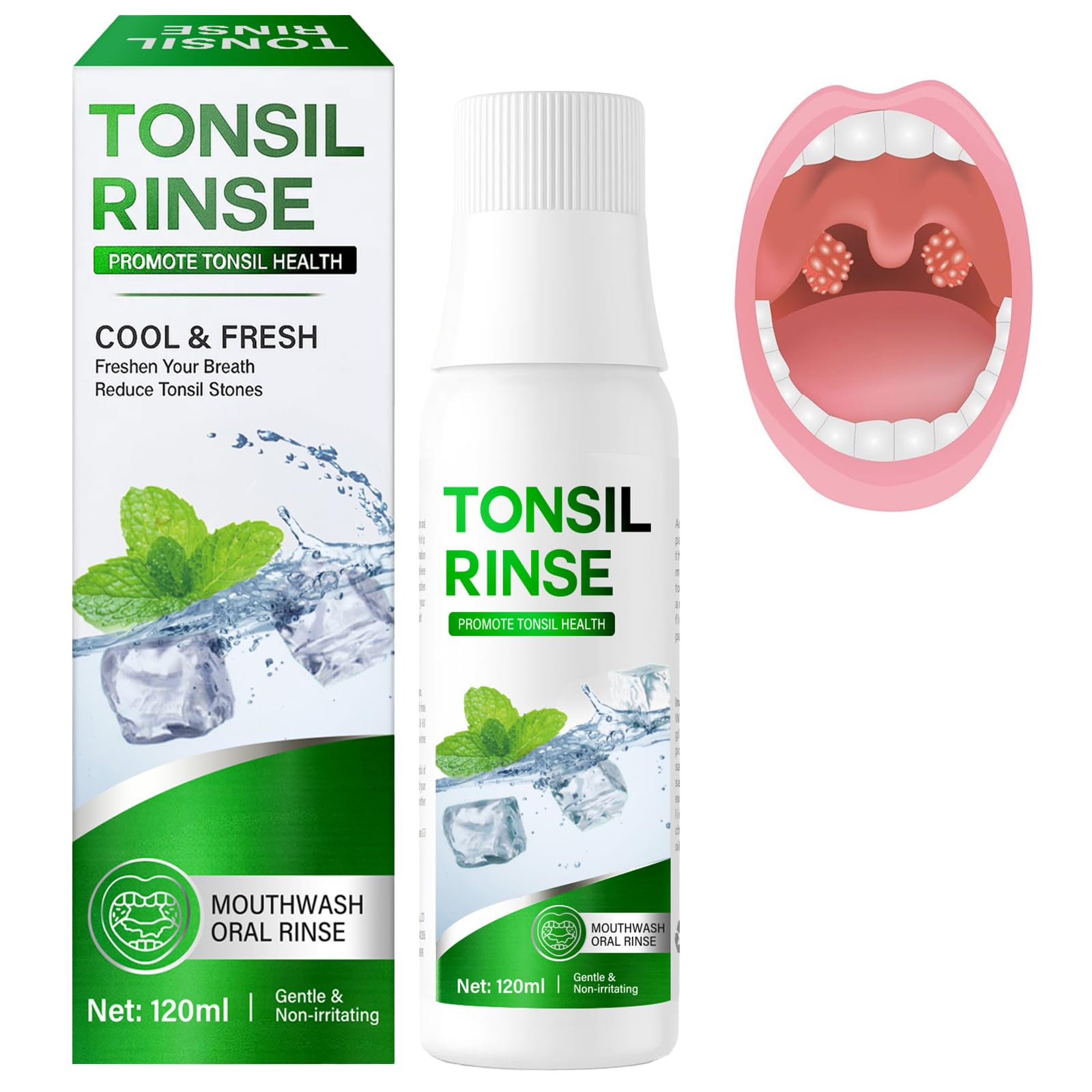 Prettypum bouteille rinçage tonsilles sans alcool, pratique au quotidien pour une fraîcheur durable.