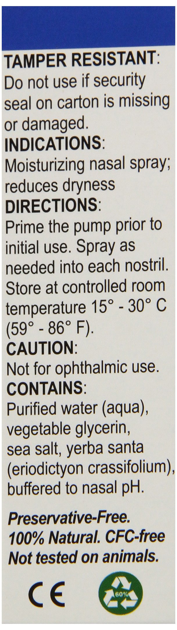 Pulvérisateur Pretz nasal eau de sel, formulation saline confortable.