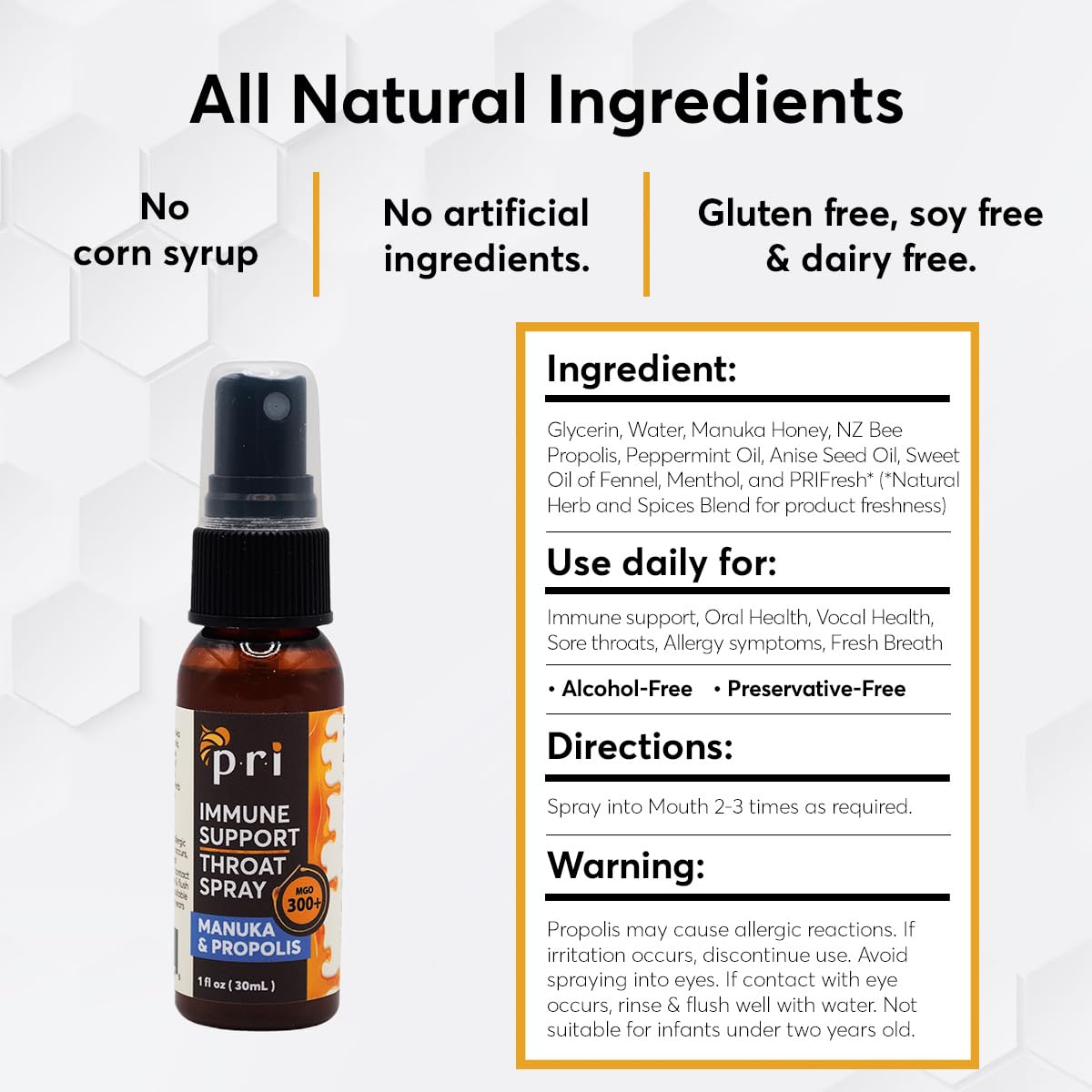 P.R.I Ingrédients Propres: sans additifs, absorption optimale.