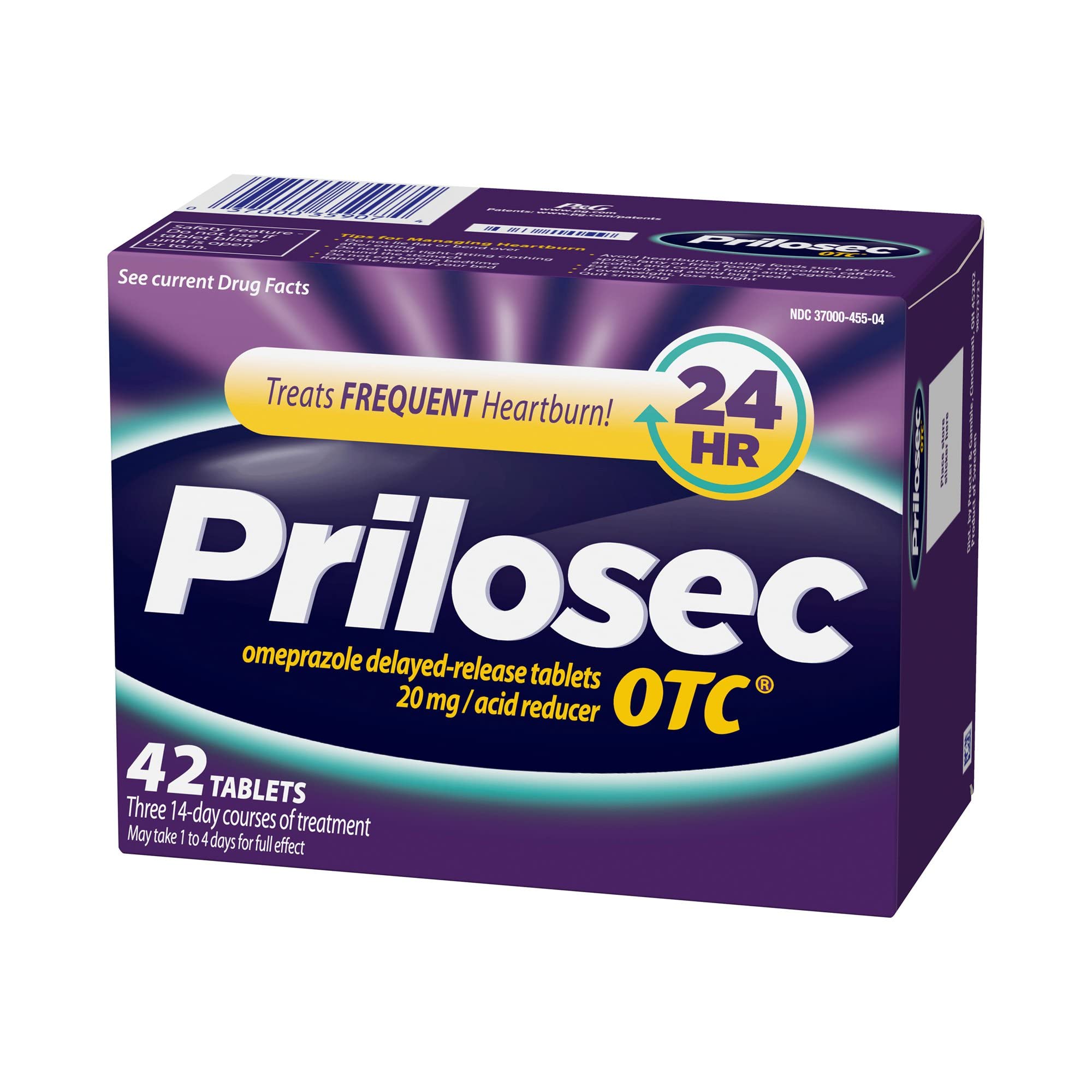 Prilosec: boîte de tablettes 20 mg prête pour l'usage quotidien.