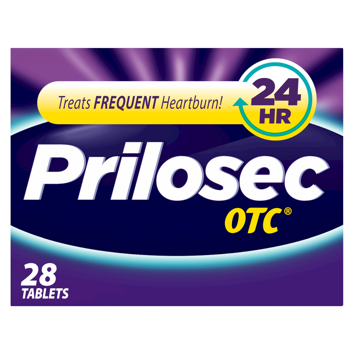 Prilosec OTC, boîte 28 tablettes pour une utilisation pratique après les repas.