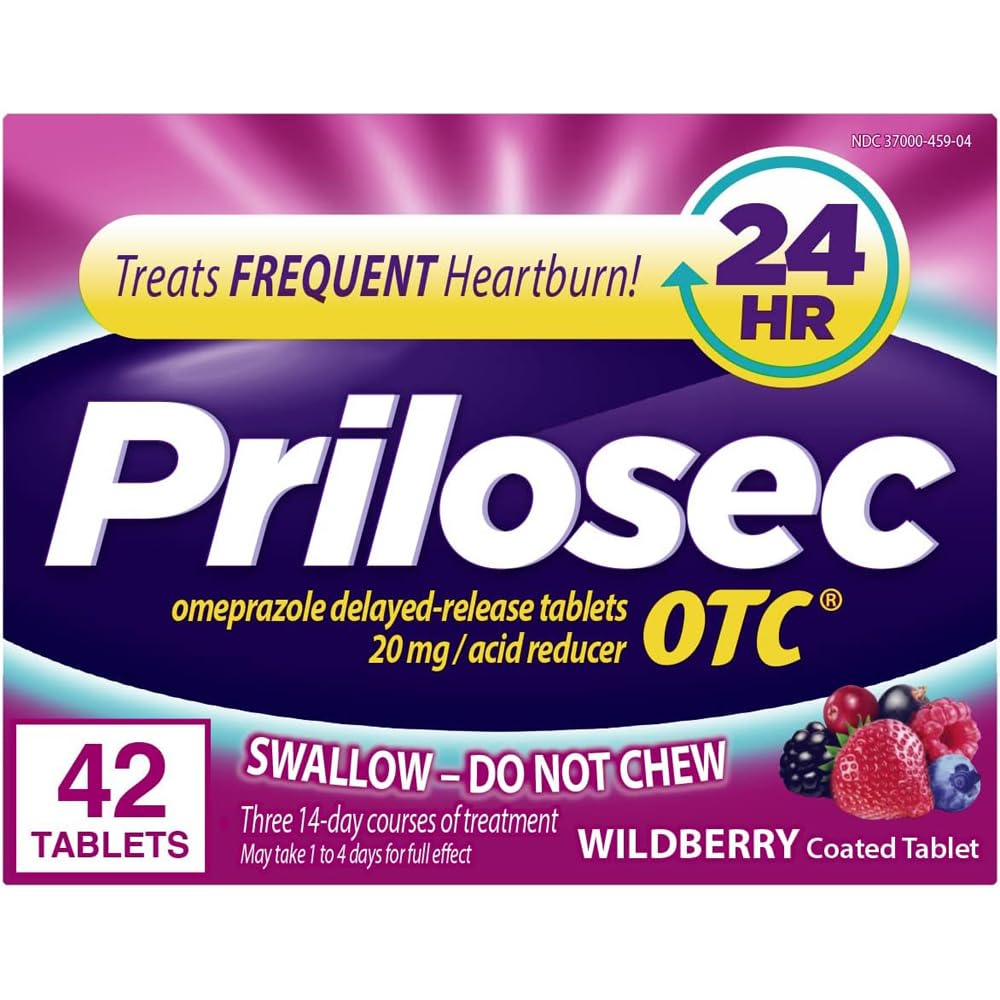 Prilosec OTC boîte Wildberry, pack deux, stockage pratique et usage régulier