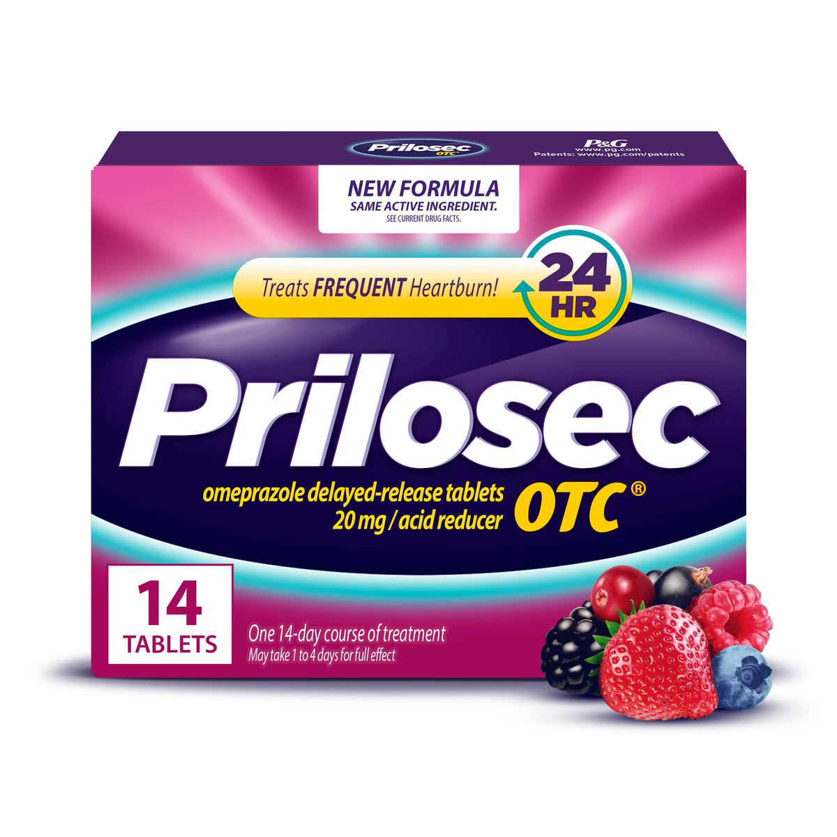 Bouteille Prilosec OTC avec omeprazole 20 mg prête à l'emploi.