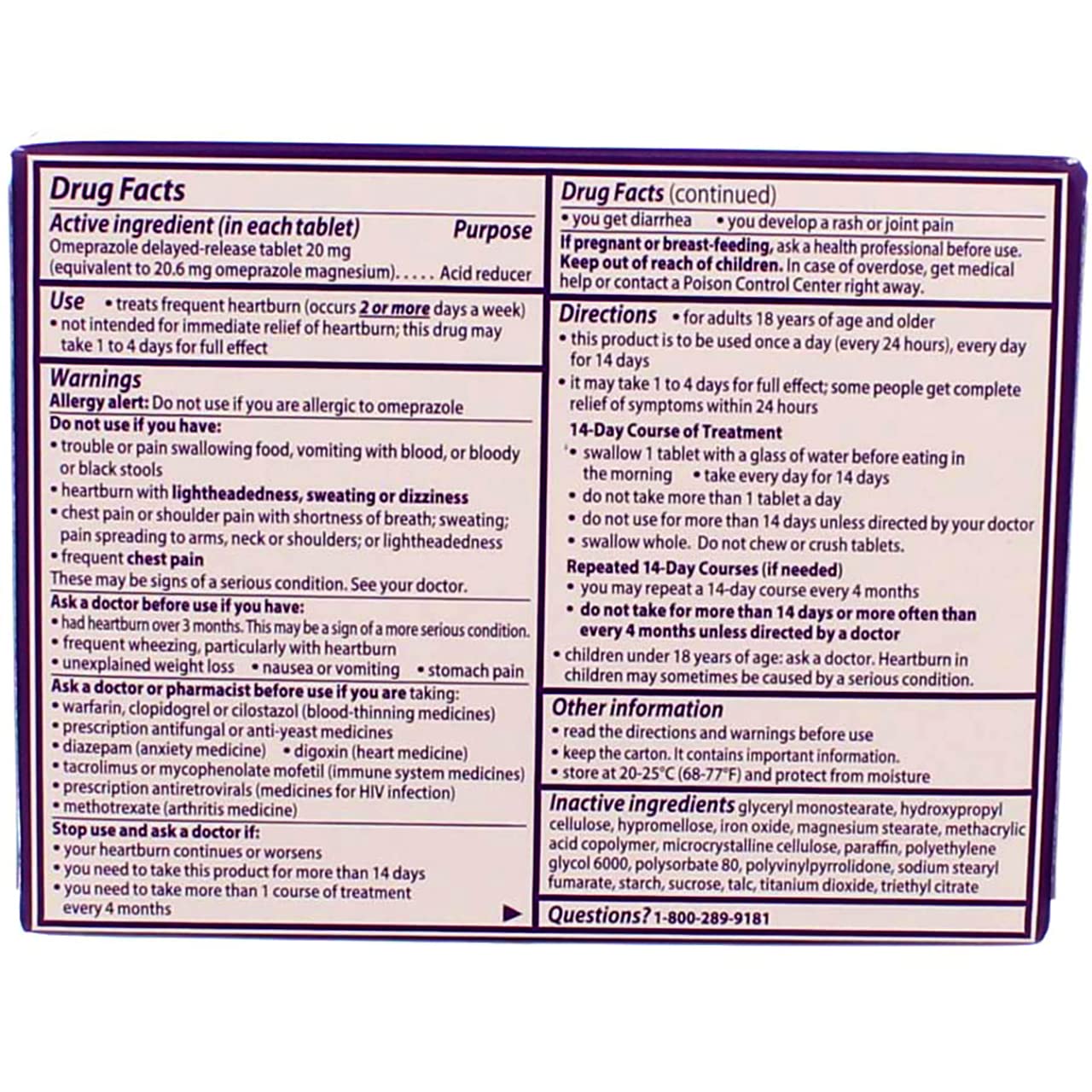 Utilisation quotidienne de Prilosec OTC pour protection jour et nuit.