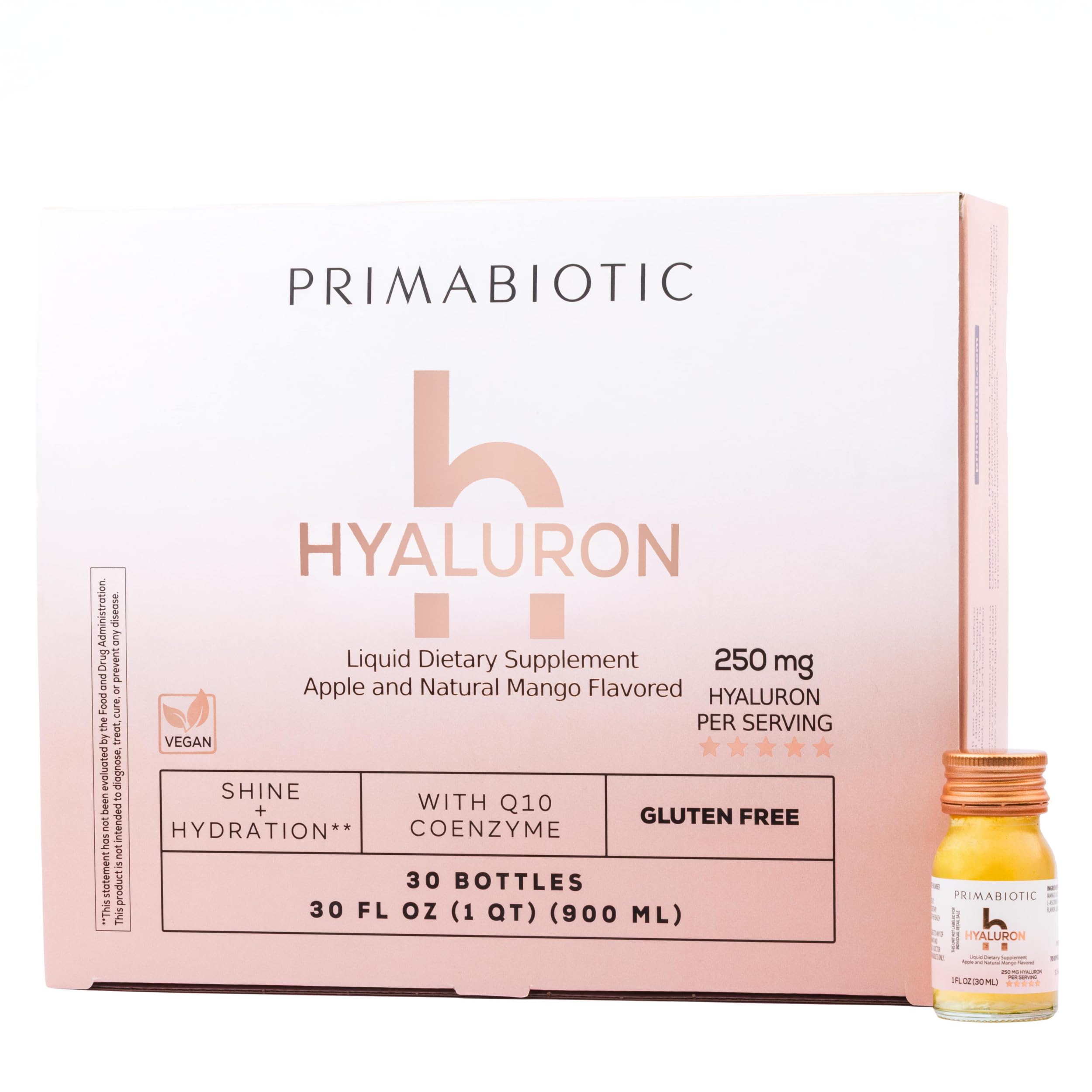 PRIMABIOTIC Hyaluronique 250 mg mangue – bouteille, hydratation profonde pour la peau.