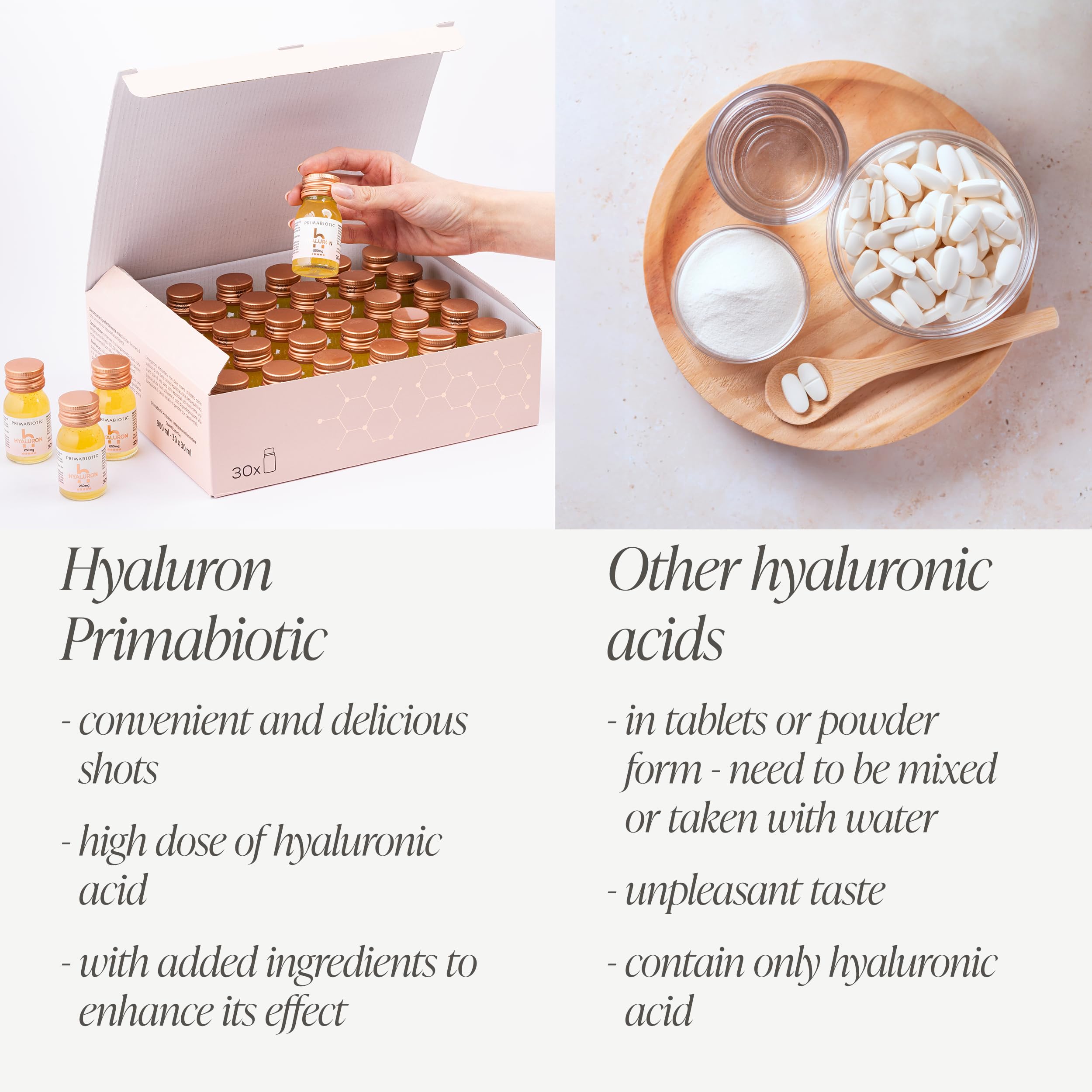 PRIMABIOTIC Hyaluronique 250 mg mangue – logo vegan sur l'étiquette.
