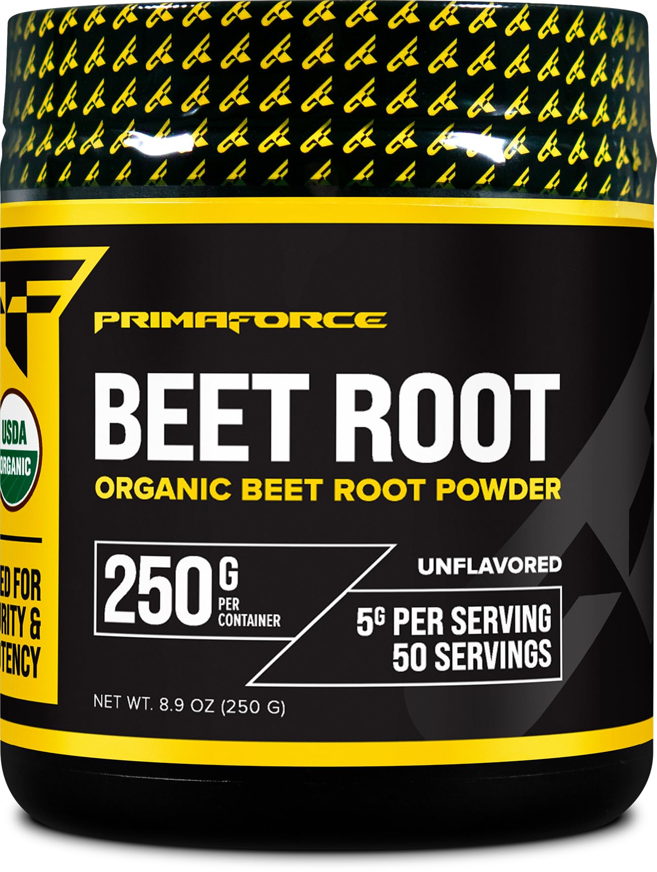 Poudre de betterave Primaforce dans son emballage 250 g, pratique pour l’apport nutritionnel quotidien.