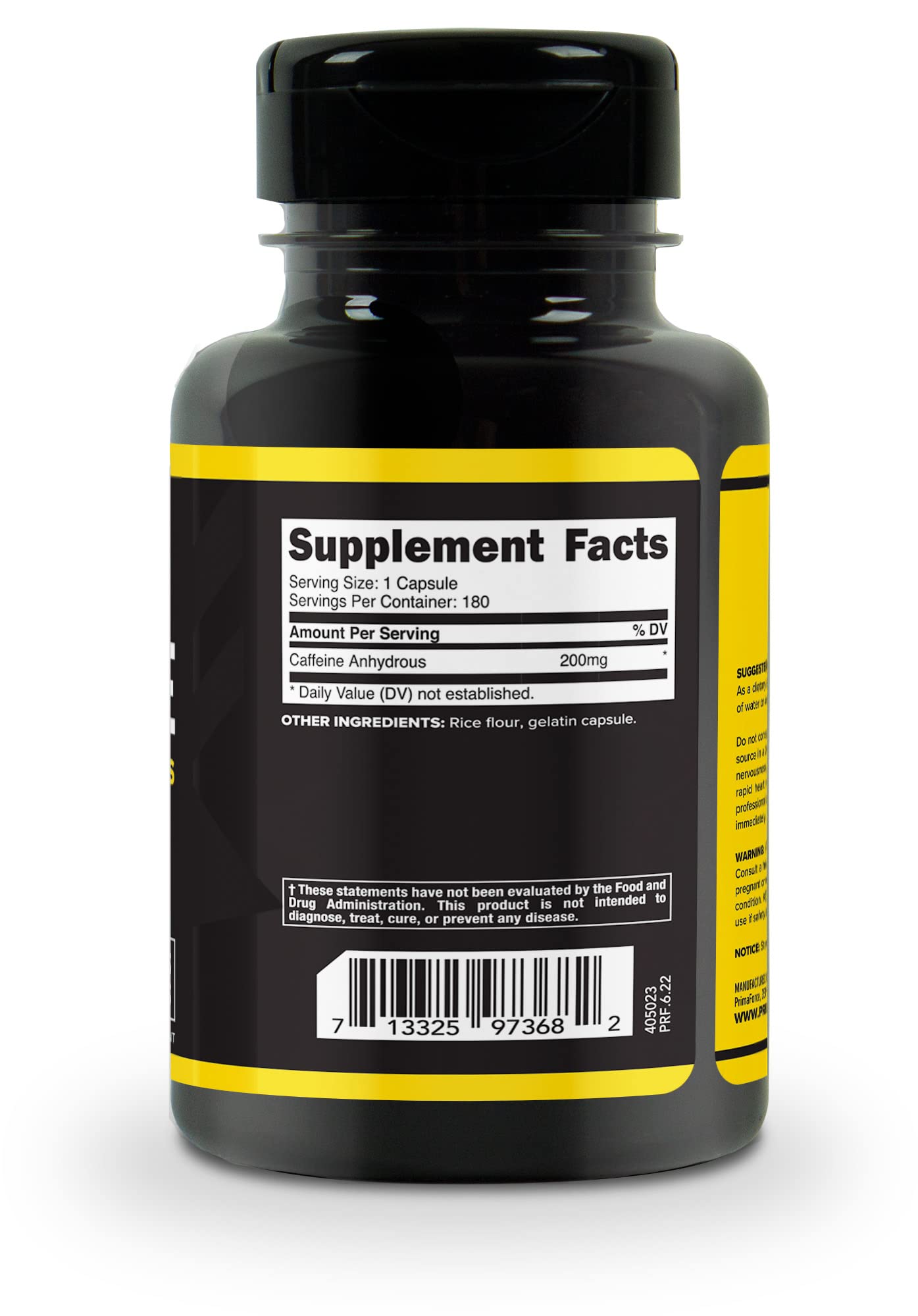 Boîte Primaforce Caféine Pills, emballage simple et sans calories ajoutées.