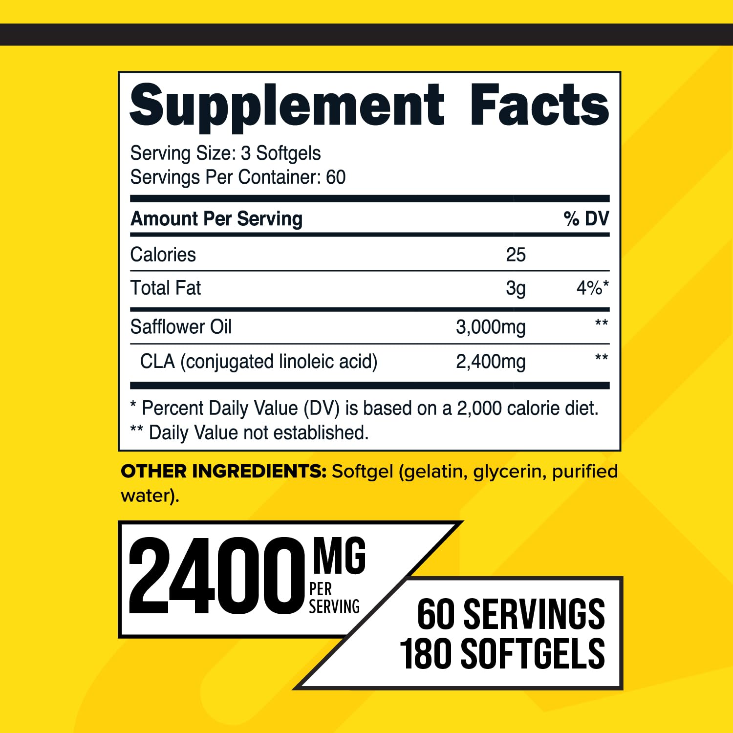 Étiquette Primaforce CLA, informations sans gluten et sans OGM.