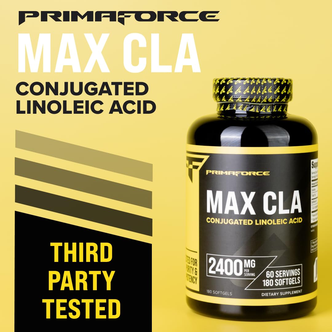 Emballage Primaforce CLA 2400 mg, tests-en-laboratoire et pureté vérifiée.