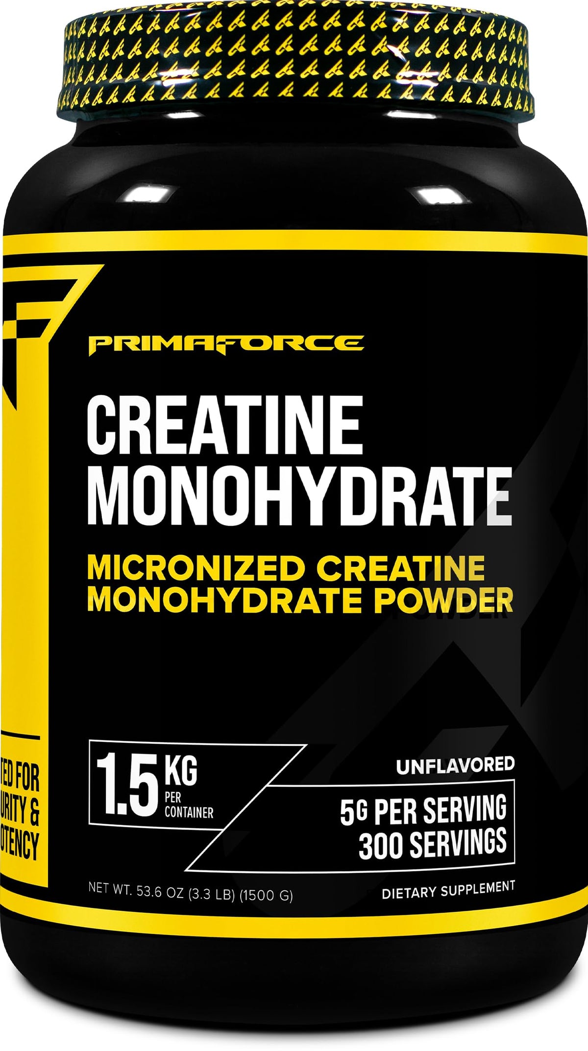 Primaforce Créatine Monohydrate en bouteille, prête à être utilisée après l'entraînement.
