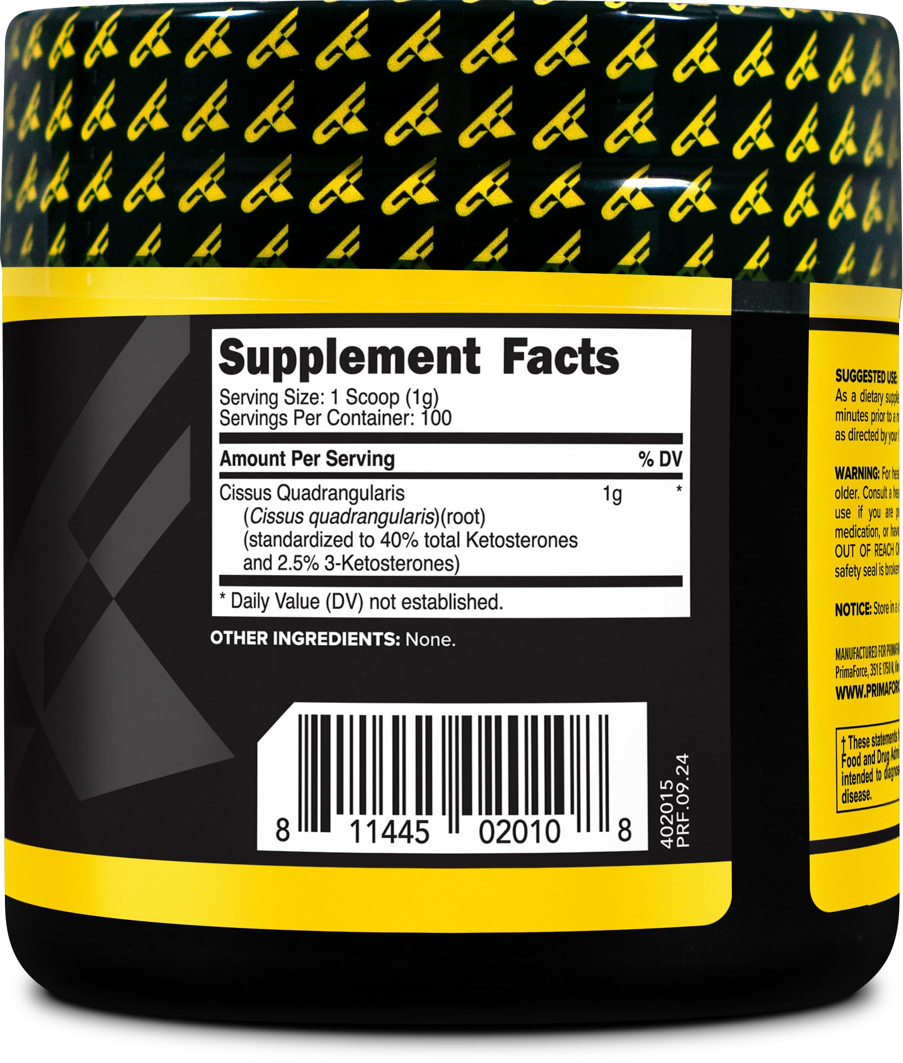 Primaforce cuillère mesure poudre cissus-quadrangularis, facilité de dosage en portions quotidiennes.