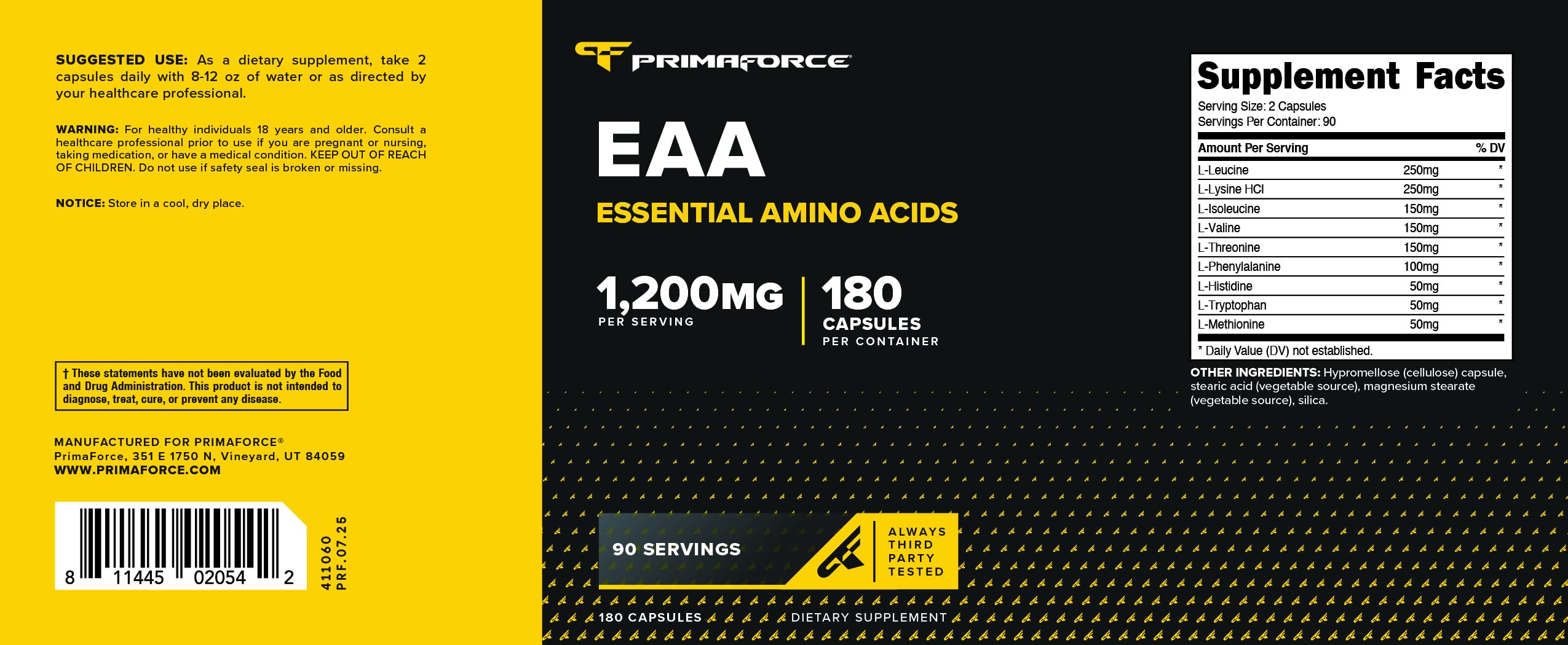 Primaforce EAA boîte 180 capsules – pratique et prête à l'emploi.
