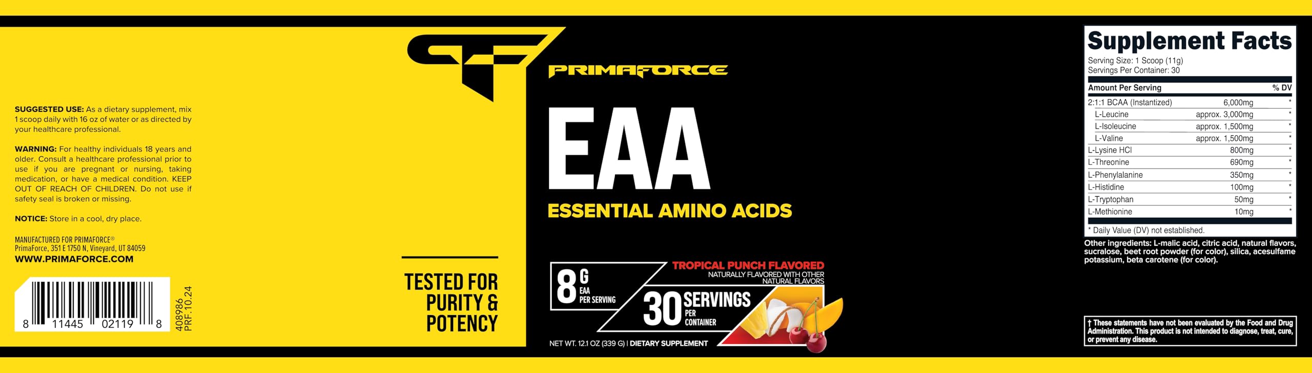 Primaforce Poudre EAA Pré-workout : idéal avant séance pour soutenir l'endurance.