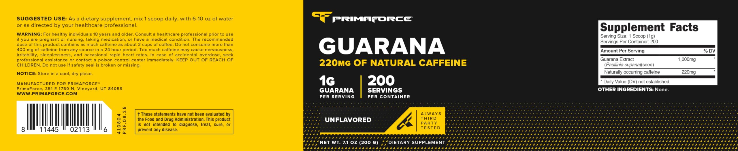 Primaforce Guarana Poudre 200g — visuel clair pour repérer rapidement le produit en rayon.