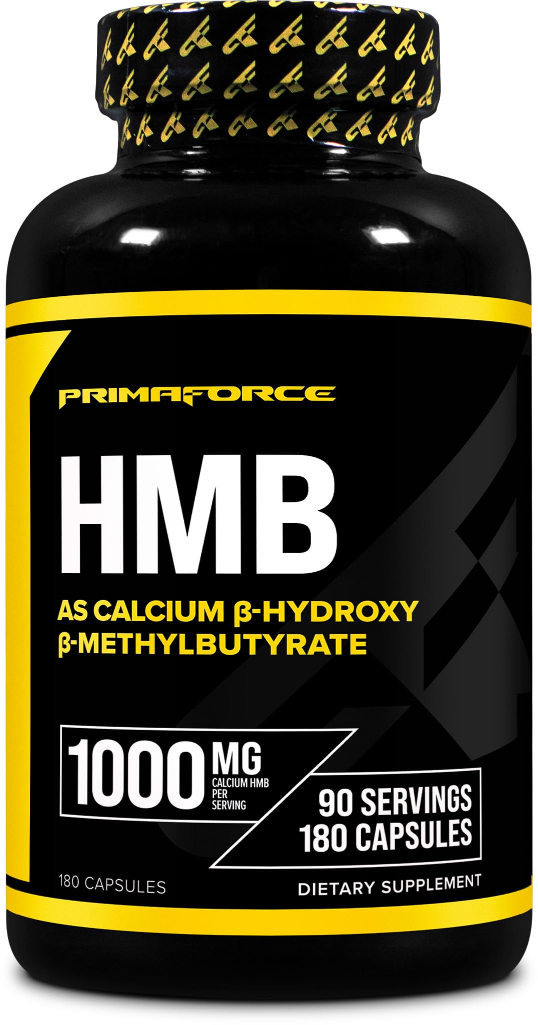 Primaforce HMB, bouteille de 180 capsules, soutien potentiel à l'entraînement.