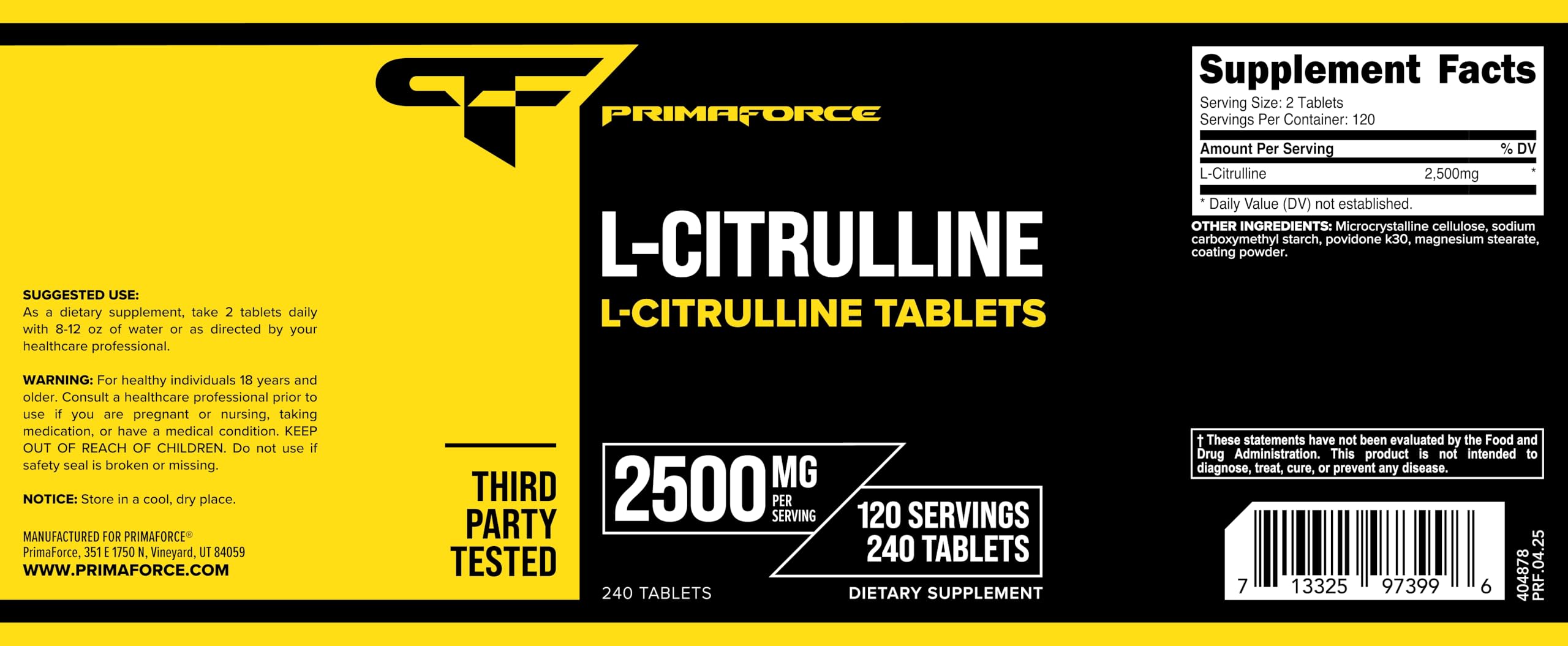 Primaforce L-Citrulline – usage pré-entraînement pour soutenir l’endurance potentielle.