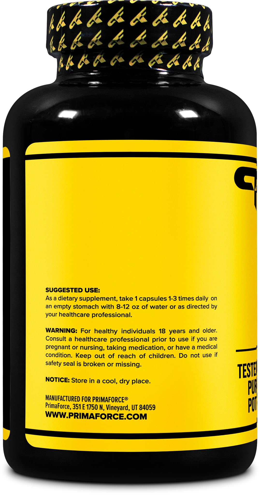 Primaforce L-Glutamine, bouteille pratique et format capsules faciles à prendre.