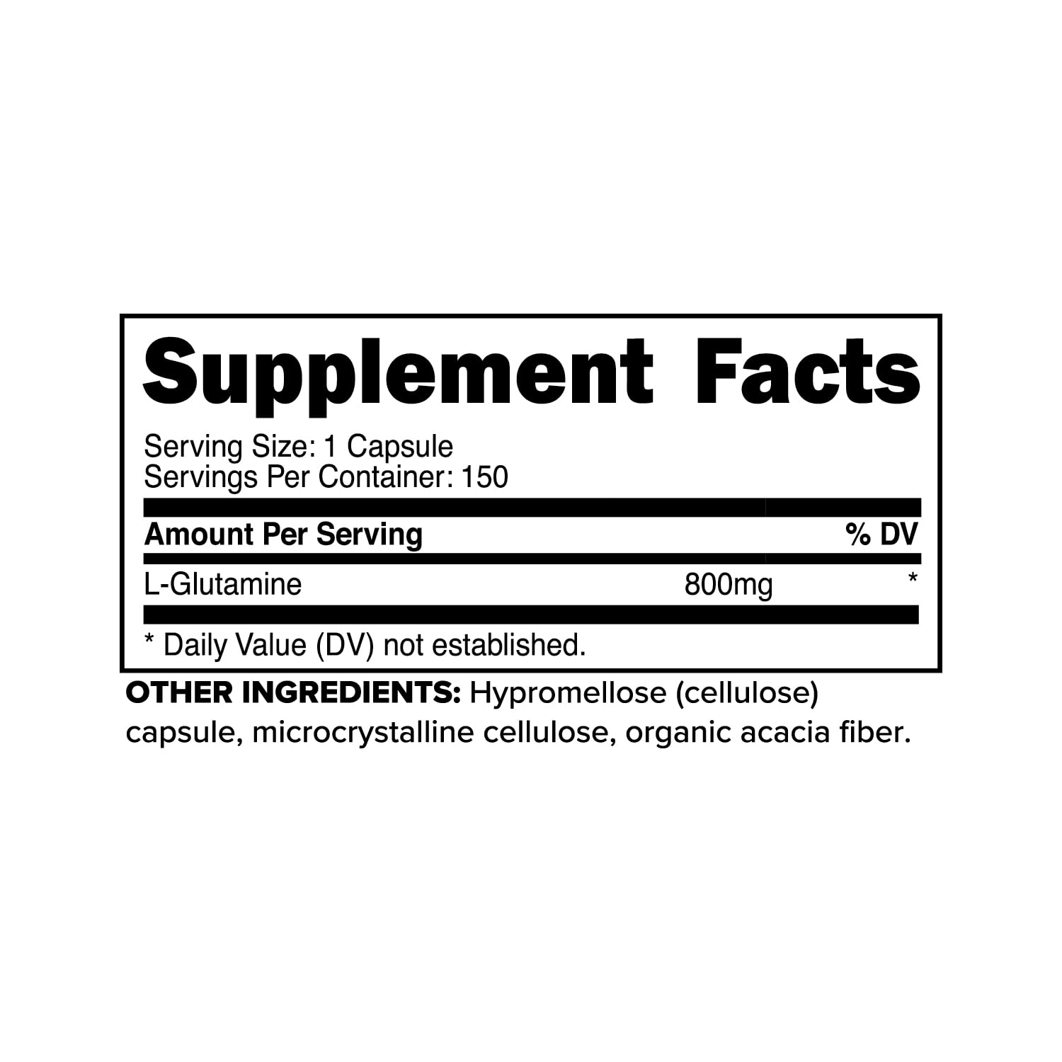 Primaforce L-Glutamine, contenu 150 capsules, prise journalière simple.