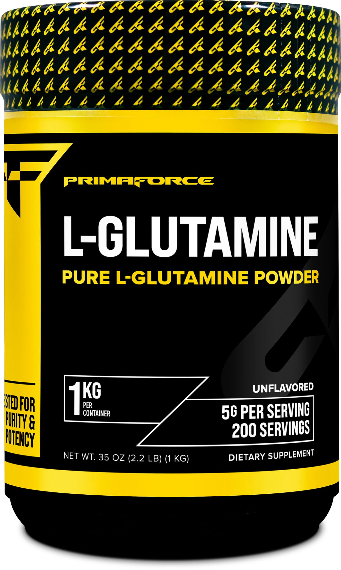 Primaforce L-Glutamine emballage pratique pour rangement facile.