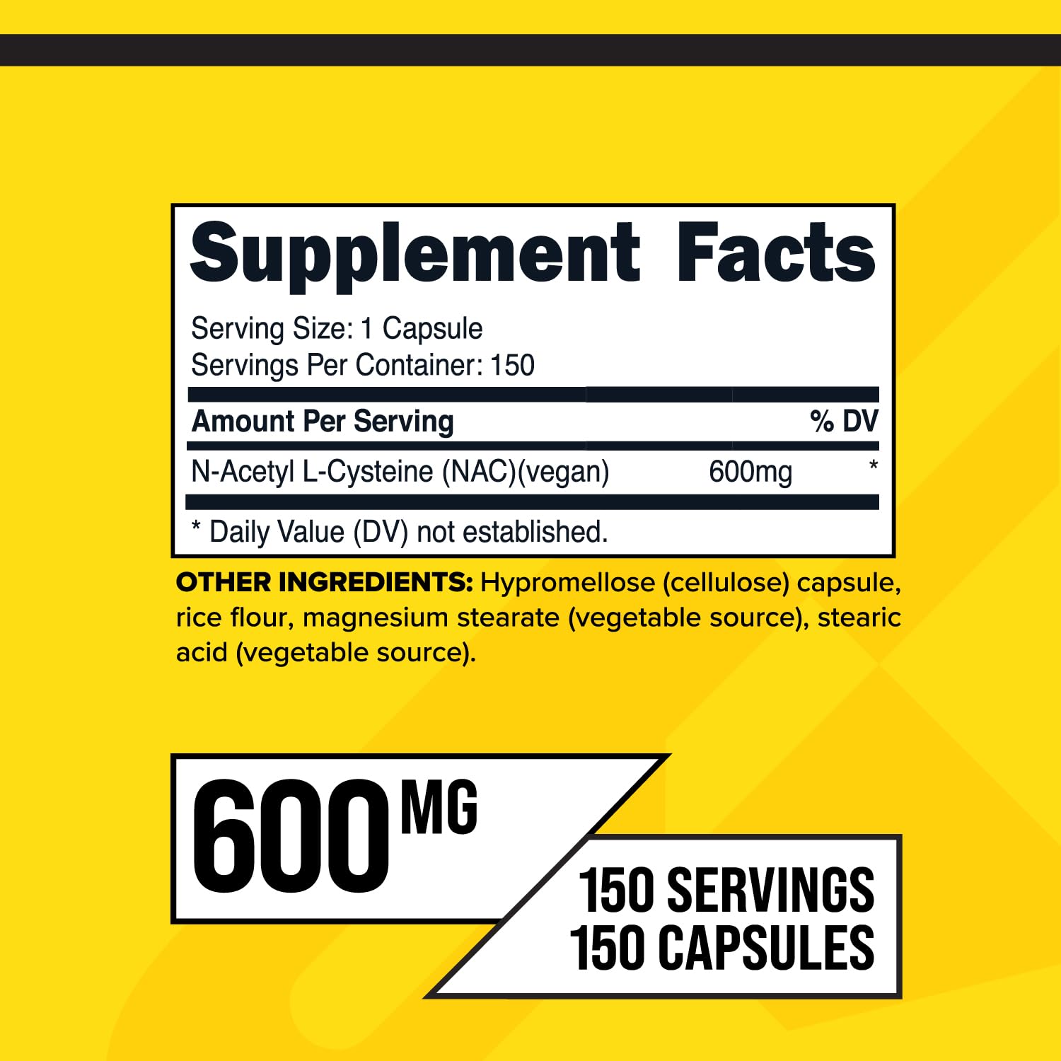 Étiquette claire Primaforce NAC 600 mg, facilité d’utilisation