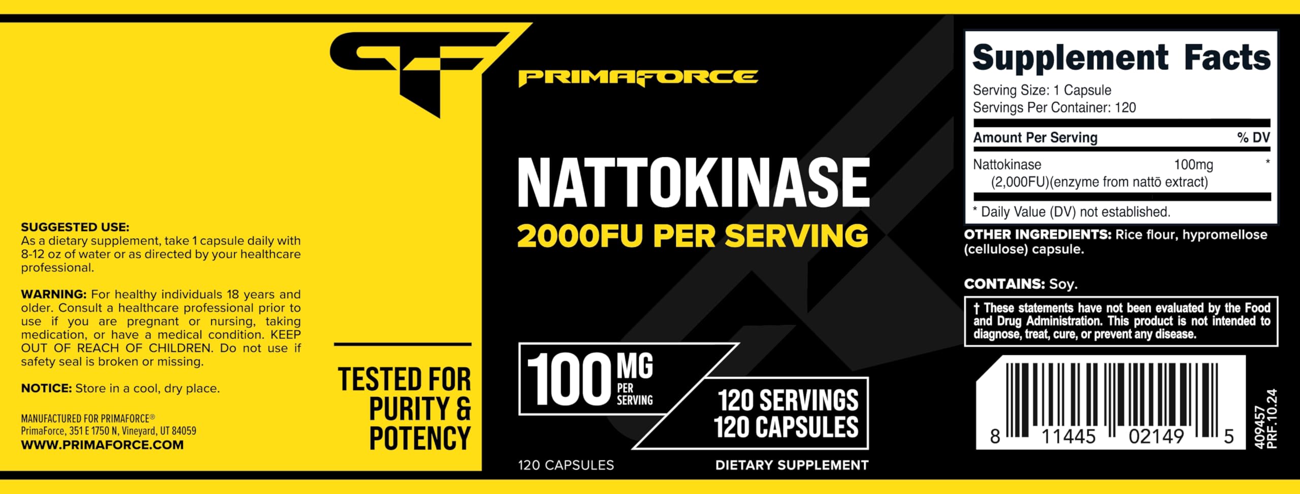 Utilisation quotidienne avec Primaforce Nattokinase, 100 mg par portion.