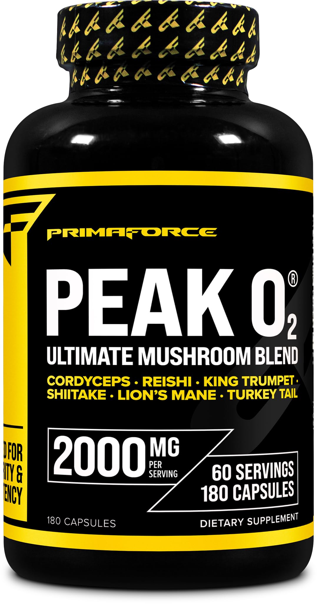 Primaforce Peak O2 capsules montrant le mélange puissant pour endurance et énergie pendant l’entraînement.