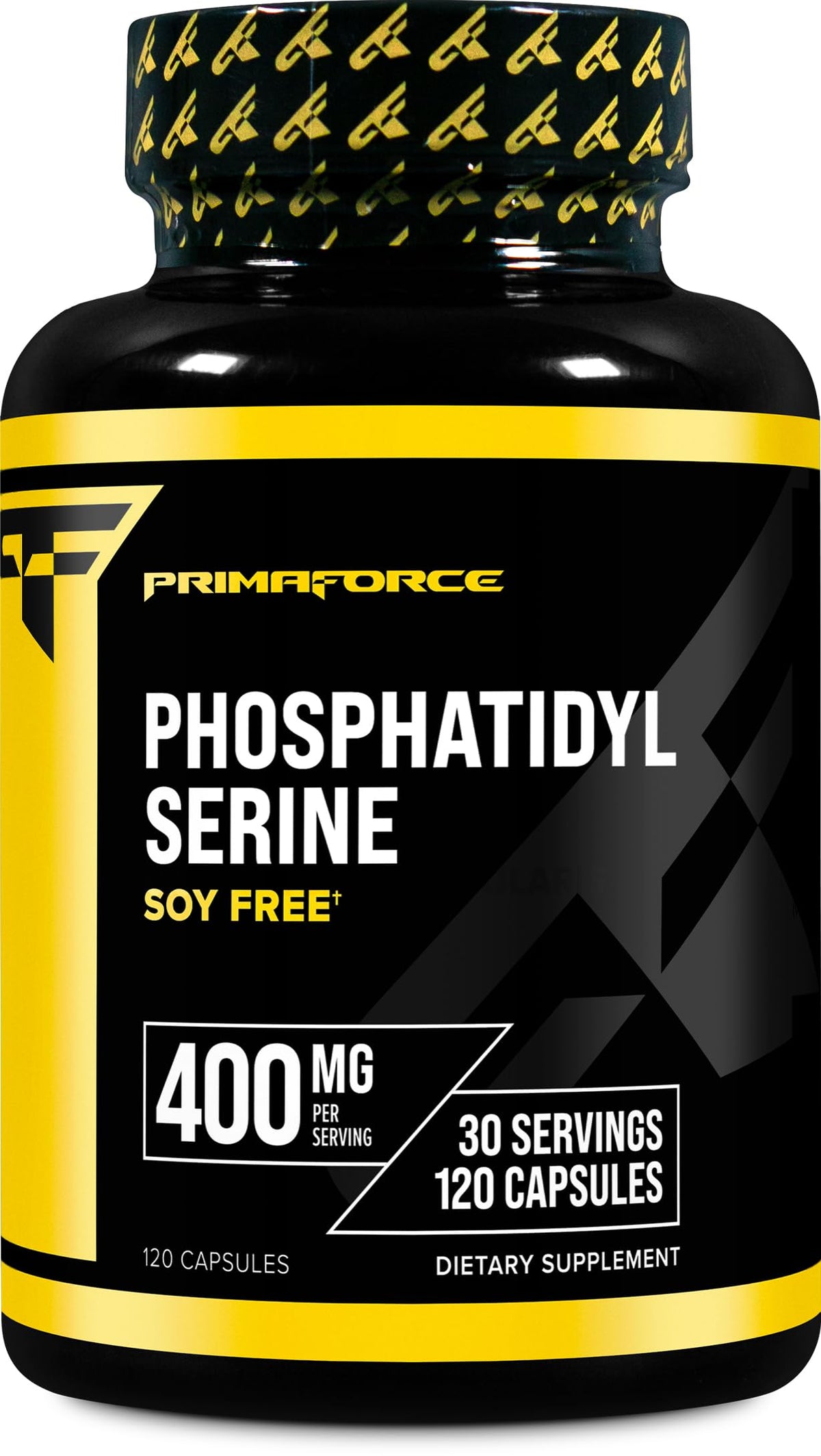 Primaforce Phosphatidyl Sérine — bouteille et gélules visibles, pratique pour la prise quotidienne.