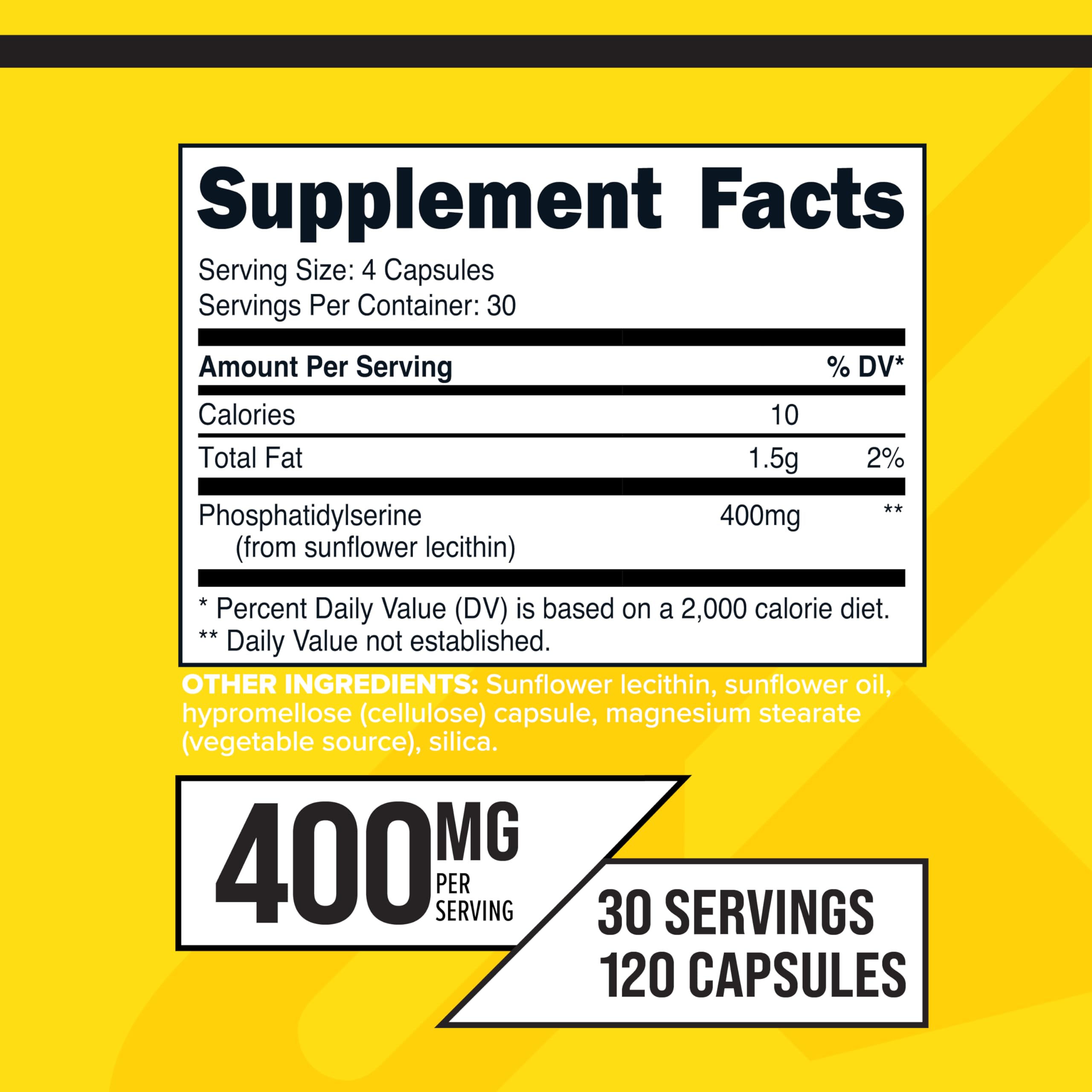 Gélules Primaforce Phosphatidyl Sérine, dosage 400 mg, format pratique.