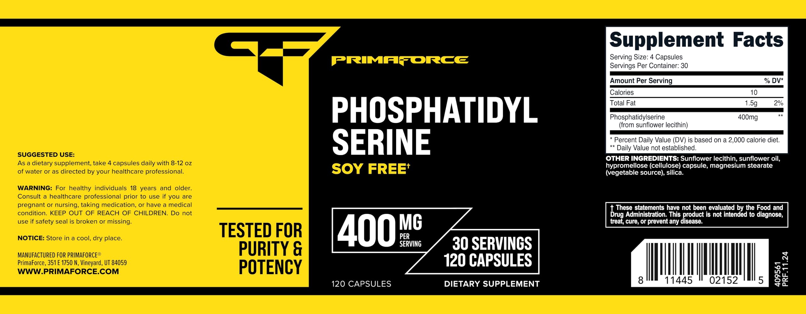 Utilisation quotidienne des gélules Primaforce Phosphatidyl Sérine pour routine bien-être.