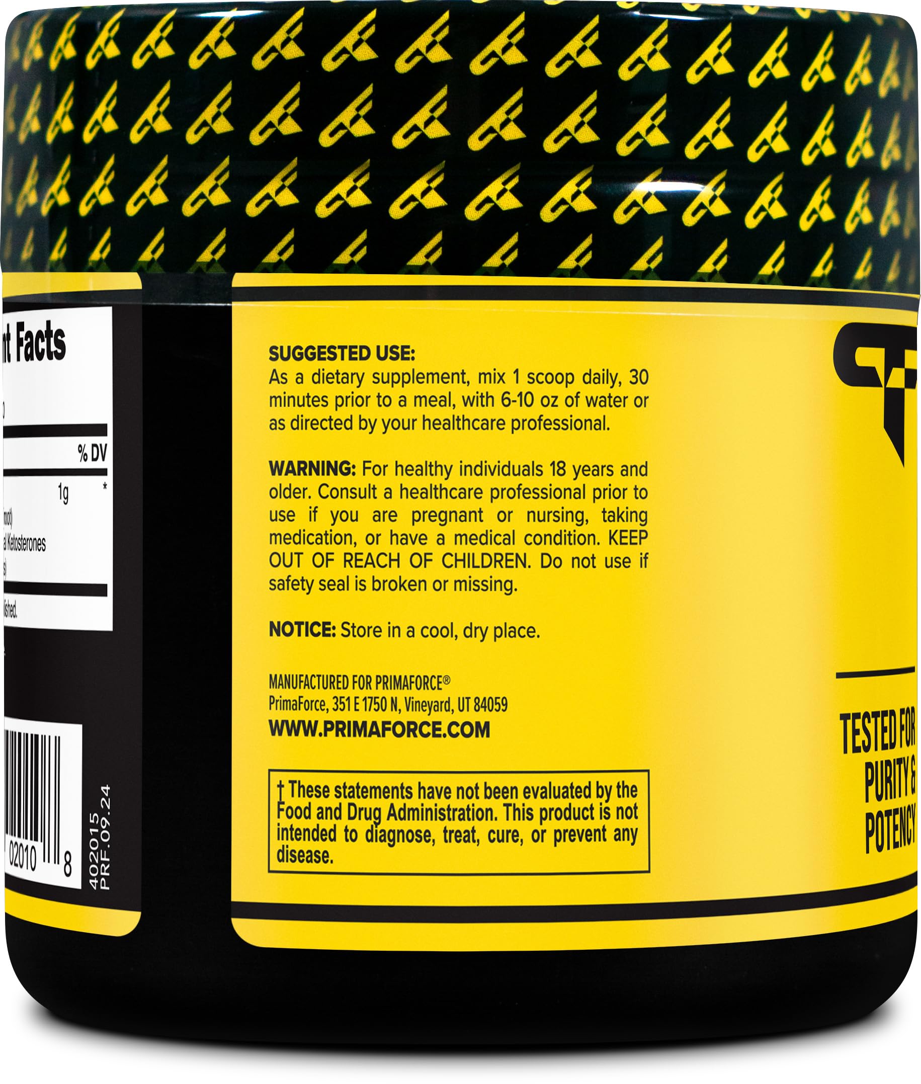 Primaforce poudre cissus-quadrangularis se dissout rapidement dans l'eau pour une boisson.