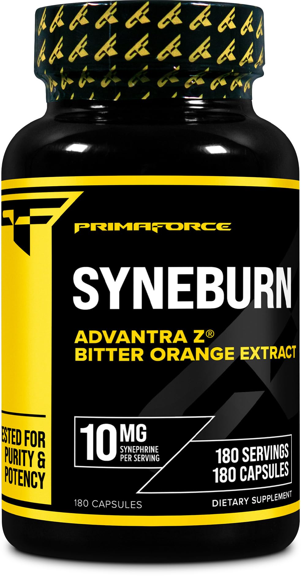 PrimaForce Syneburn – bouteille de 180 capsules, soutien potentiel d'énergie naturelle.