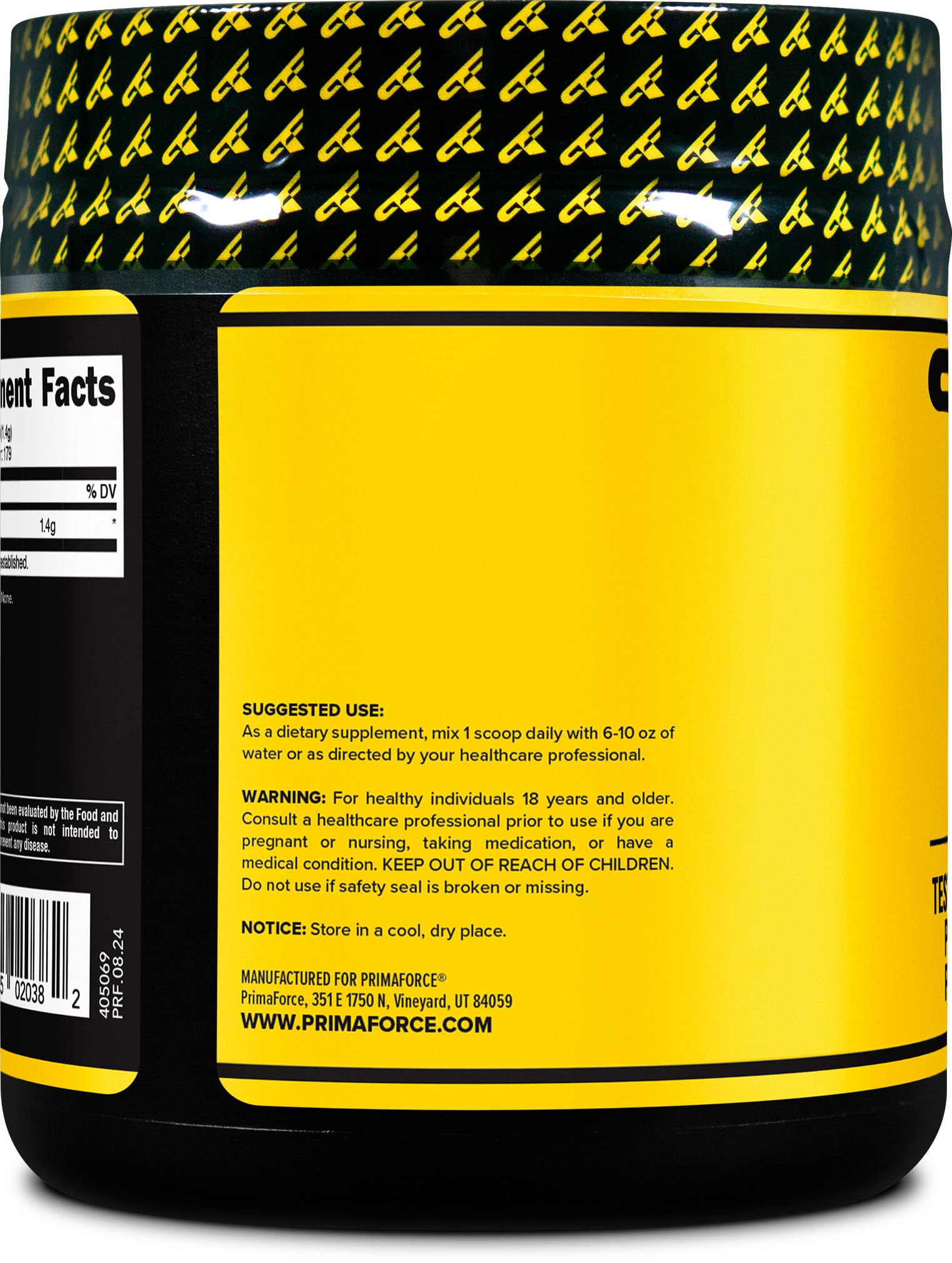 PrimaForce Taurine Poudre – cuillère-doseuse incluse pour doser facilement vos portions.